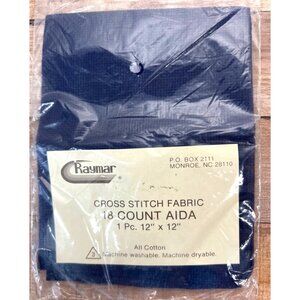 Raymar 18 Count Aida Cross Stitch Fabric 12" X 12" Navy Blue Cotton